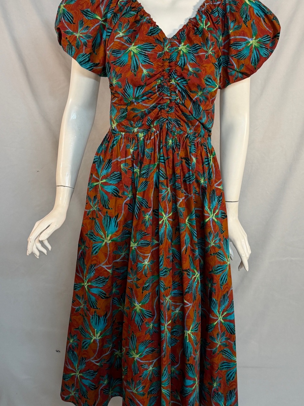 Ulla Johnson Rust Floral Midi Skirt with Teal Botanicals - Picture 6 of 10
